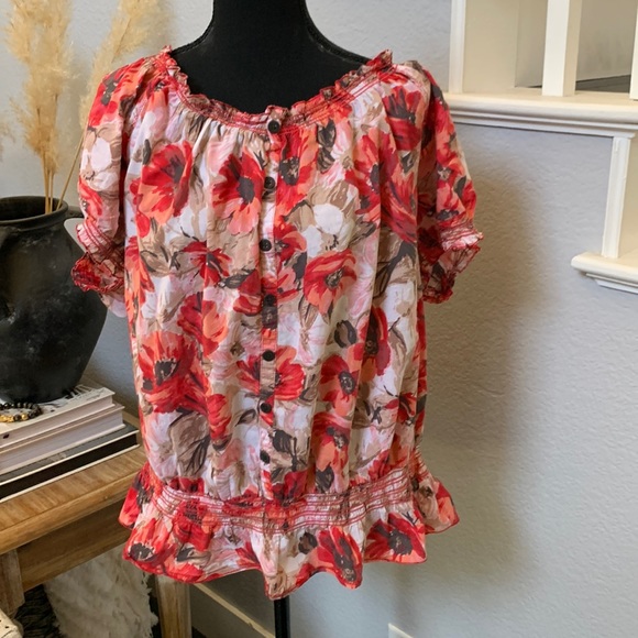 Dress Barn Red Floral Top